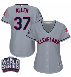 Women's Majestic Cleveland Indians #37 Cody Allen Authentic Grey Road 2016 World Series Bound Cool Base MLB Jersey