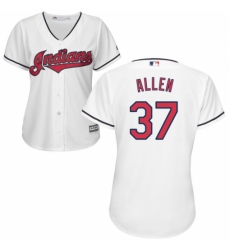 Women's Majestic Cleveland Indians #37 Cody Allen Replica White Home Cool Base MLB Jersey