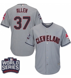 Youth Majestic Cleveland Indians #37 Cody Allen Authentic Grey Road 2016 World Series Bound Cool Base MLB Jersey