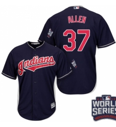 Youth Majestic Cleveland Indians #37 Cody Allen Authentic Navy Blue Alternate 1 2016 World Series Bound Cool Base MLB Jersey