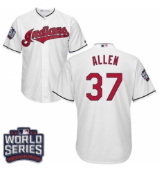 Youth Majestic Cleveland Indians #37 Cody Allen Authentic White Home 2016 World Series Bound Cool Base MLB Jersey