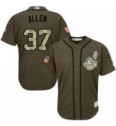 Youth Majestic Cleveland Indians #37 Cody Allen Replica Green Salute to Service MLB Jersey