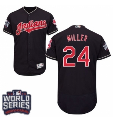 Men's Majestic Cleveland Indians #24 Andrew Miller Navy Blue 2016 World Series Bound Flexbase Authentic Collection MLB Jersey