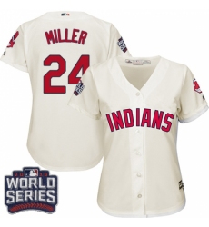 Women's Majestic Cleveland Indians #24 Andrew Miller Authentic Cream Alternate 2 2016 World Series Bound Cool Base MLB Jersey