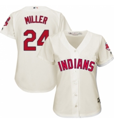 Women's Majestic Cleveland Indians #24 Andrew Miller Replica Cream Alternate 2 Cool Base MLB Jersey