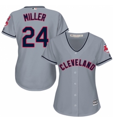 Women's Majestic Cleveland Indians #24 Andrew Miller Replica Grey Road Cool Base MLB Jersey