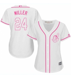 Women's Majestic Cleveland Indians #24 Andrew Miller Replica White Fashion Cool Base MLB Jersey