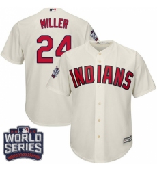 Youth Majestic Cleveland Indians #24 Andrew Miller Authentic Cream Alternate 2 2016 World Series Bound Cool Base MLB Jersey