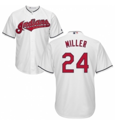 Youth Majestic Cleveland Indians #24 Andrew Miller Replica White Home Cool Base MLB Jersey