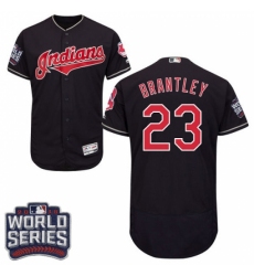 Men's Majestic Cleveland Indians #23 Michael Brantley Navy Blue 2016 World Series Bound Flexbase Authentic Collection MLB Jersey
