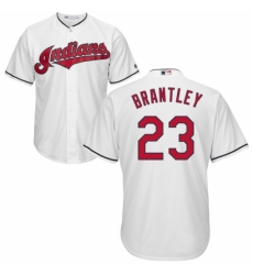 Men's Majestic Cleveland Indians #23 Michael Brantley Replica White Home Cool Base MLB Jersey