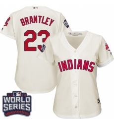 Women's Majestic Cleveland Indians #23 Michael Brantley Authentic Cream Alternate 2 2016 World Series Bound Cool Base MLB Jersey