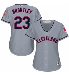 Women's Majestic Cleveland Indians #23 Michael Brantley Replica Grey Road Cool Base MLB Jersey