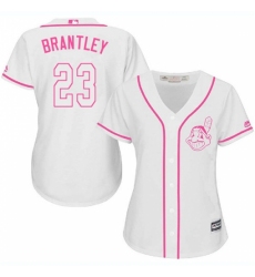 Women's Majestic Cleveland Indians #23 Michael Brantley Replica White Fashion Cool Base MLB Jersey