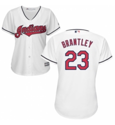 Women's Majestic Cleveland Indians #23 Michael Brantley Replica White Home Cool Base MLB Jersey