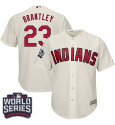 Youth Majestic Cleveland Indians #23 Michael Brantley Authentic Cream Alternate 2 2016 World Series Bound Cool Base MLB Jersey