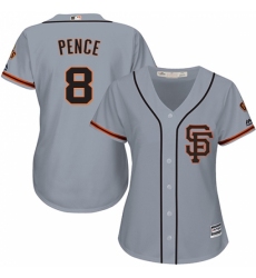 Women's Majestic San Francisco Giants #8 Hunter Pence Authentic Grey Road 2 Cool Base MLB Jersey