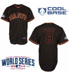 Youth Majestic San Francisco Giants #8 Hunter Pence Authentic Black Cool Base 2014 World Series Patch MLB Jersey