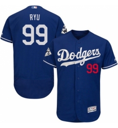 Men's Majestic Los Angeles Dodgers #99 Hyun-Jin Ryu Authentic Royal Blue Alternate 2017 World Series Bound Flex Base MLB Jersey