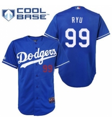 Men's Majestic Los Angeles Dodgers #99 Hyun-Jin Ryu Authentic Royal Blue Cool Base MLB Jersey