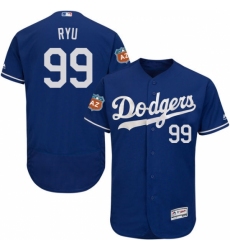 Men's Majestic Los Angeles Dodgers #99 Hyun-Jin Ryu Royal Blue Flexbase Authentic Collection MLB Jersey