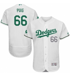 Men's Majestic Los Angeles Dodgers #66 Yasiel Puig White Celtic Flexbase Authentic Collection MLB Jersey