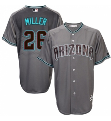 Men's Majestic Arizona Diamondbacks #26 Shelby Miller Replica Gray/Turquoise Cool Base MLB Jersey Men's Majestic Arizona Diamondbacks #26 Shelby Miller Replica Gray/Turquoise Cool Base MLB Jersey