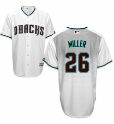 Men's Majestic Arizona Diamondbacks #26 Shelby Miller Replica White/Capri Cool Base MLB Jersey Men's Majestic Arizona Diamondbacks #26 Shelby Miller Replica White/Capri Cool Base MLB Jersey