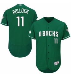 Men's Majestic Arizona Diamondbacks #11 A. J. Pollock Green Celtic Flexbase Authentic Collection MLB Jersey