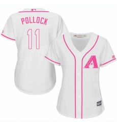 Women's Majestic Arizona Diamondbacks #11 A. J. Pollock Authentic White Fashion MLB Jersey