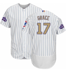 Men's Majestic Chicago Cubs #17 Mark Grace Authentic White 2017 Gold Program Flex Base MLB Jersey