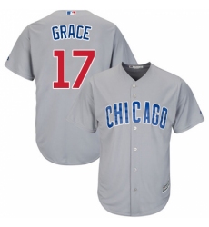 Men's Majestic Chicago Cubs #17 Mark Grace Replica Grey Road Cool Base MLB Jersey