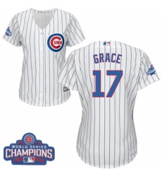 Women's Majestic Chicago Cubs #17 Mark Grace Authentic White Home 2016 World Series Champions Cool Base MLB Jersey