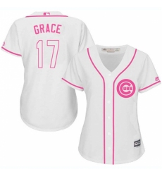 Women's Majestic Chicago Cubs #17 Mark Grace Replica White Fashion MLB Jersey