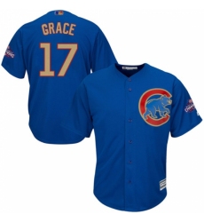 Youth Majestic Chicago Cubs #17 Mark Grace Authentic Royal Blue 2017 Gold Champion Cool Base MLB Jersey