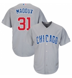 Men's Majestic Chicago Cubs #31 Greg Maddux Replica Grey Road Cool Base MLB Jersey