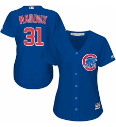 Women's Majestic Chicago Cubs #31 Greg Maddux Replica Royal Blue Alternate MLB Jersey