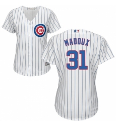 Women's Majestic Chicago Cubs #31 Greg Maddux Replica White Home Cool Base MLB Jersey