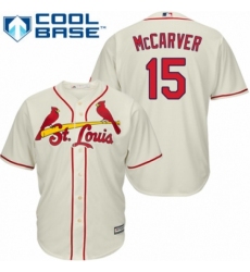 Men's Majestic St. Louis Cardinals #15 Tim McCarver Replica Cream Alternate Cool Base MLB Jersey Men's Majestic St. Louis Cardinals #15 Tim McCarver Replica Cream Alternate Cool Base MLB Jersey