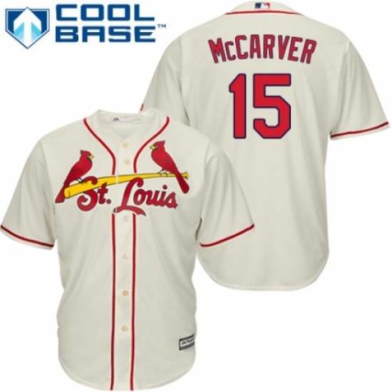Men's Majestic St. Louis Cardinals #15 Tim McCarver Replica Cream Alternate Cool Base MLB Jersey Men's Majestic St. Louis Cardinals #15 Tim McCarver Replica Cream Alternate Cool Base MLB Jersey