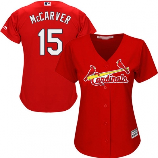 Women's Majestic St. Louis Cardinals #15 Tim McCarver Replica Red Alternate Cool Base MLB Jersey Women's Majestic St. Louis Cardinals #15 Tim McCarver Replica Red Alternate Cool Base MLB Jersey