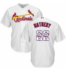 Men's Majestic St. Louis Cardinals #22 Mike Matheny Authentic White Team Logo Fashion Cool Base MLB Jersey