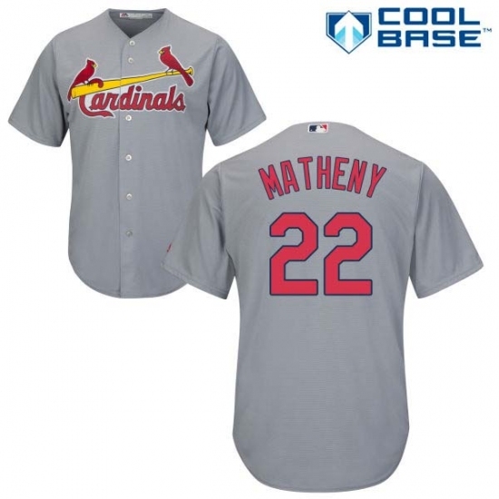 Men's Majestic St. Louis Cardinals #22 Mike Matheny Replica Grey Road Cool Base MLB Jersey Men's Majestic St. Louis Cardinals #22 Mike Matheny Replica Grey Road Cool Base MLB Jersey