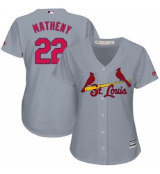 Women's Majestic St. Louis Cardinals #22 Mike Matheny Authentic Grey Road Cool Base MLB Jersey