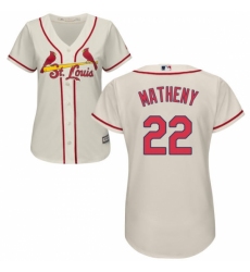 Women's Majestic St. Louis Cardinals #22 Mike Matheny Replica Cream Alternate Cool Base MLB Jersey