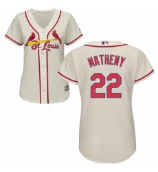 Women's Majestic St. Louis Cardinals #22 Mike Matheny Replica Cream Alternate Cool Base MLB Jersey Women's Majestic St. Louis Cardinals #22 Mike Matheny Replica Cream Alternate Cool Base MLB Jersey