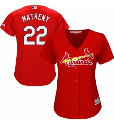 Women's Majestic St. Louis Cardinals #22 Mike Matheny Replica Red Alternate Cool Base MLB Jersey Women's Majestic St. Louis Cardinals #22 Mike Matheny Replica Red Alternate Cool Base MLB Jersey