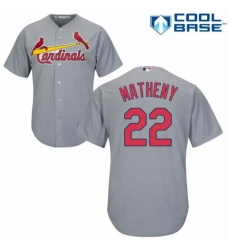 Youth Majestic St. Louis Cardinals #22 Mike Matheny Authentic Grey Road Cool Base MLB Jersey