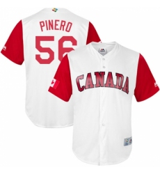 Men's Canada Baseball Majestic #56 Daniel Pinero White 2017 World Baseball Classic Replica Team Jersey