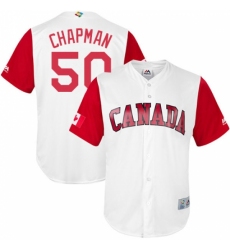 Men's Canada Baseball Majestic #50 Kevin Chapman White 2017 World Baseball Classic Replica Team Jersey